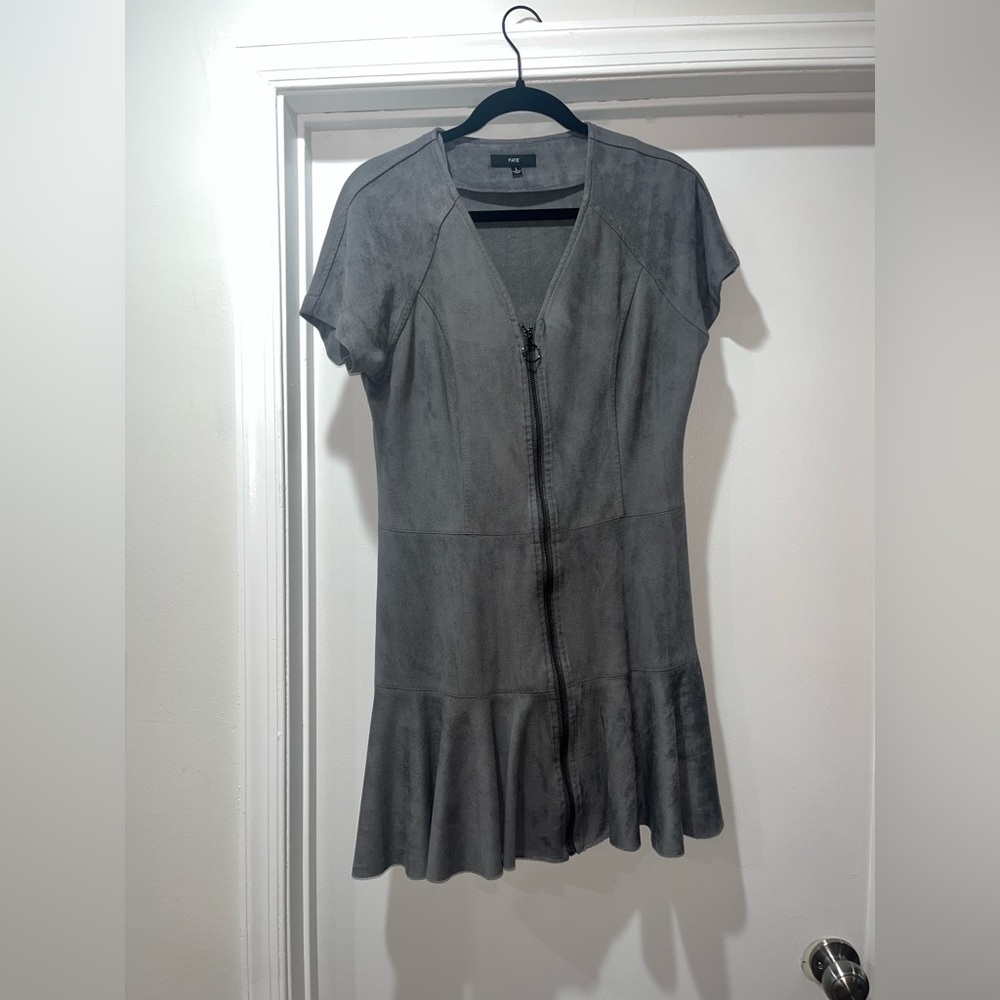 FATE Grey Faux Suede Dress
